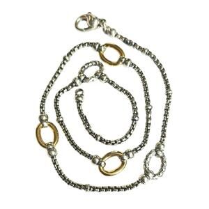 Alisa Italian 18K Yellow Gold & Sterling Silver Traversa Link Necklace